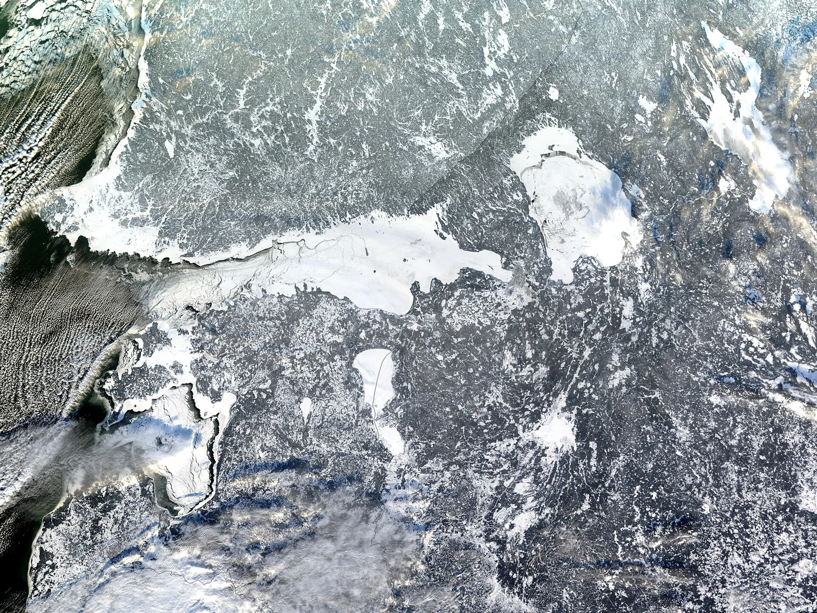 Meereis in der Bucht von Finnland, Satellitenbild vom 10. Januar 2003