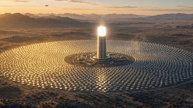 Fotorealistisch-futuristisch: Sonnenwärme als Kraftwerk